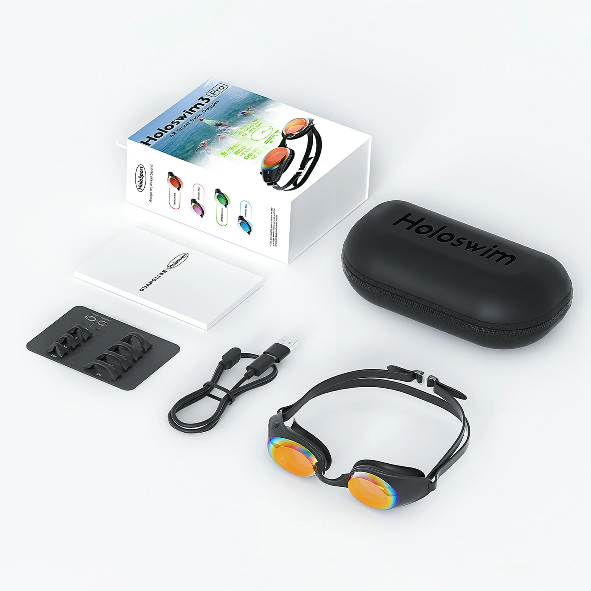 Holoswim 3 Pro Smart Swim Goggles Package Contents
